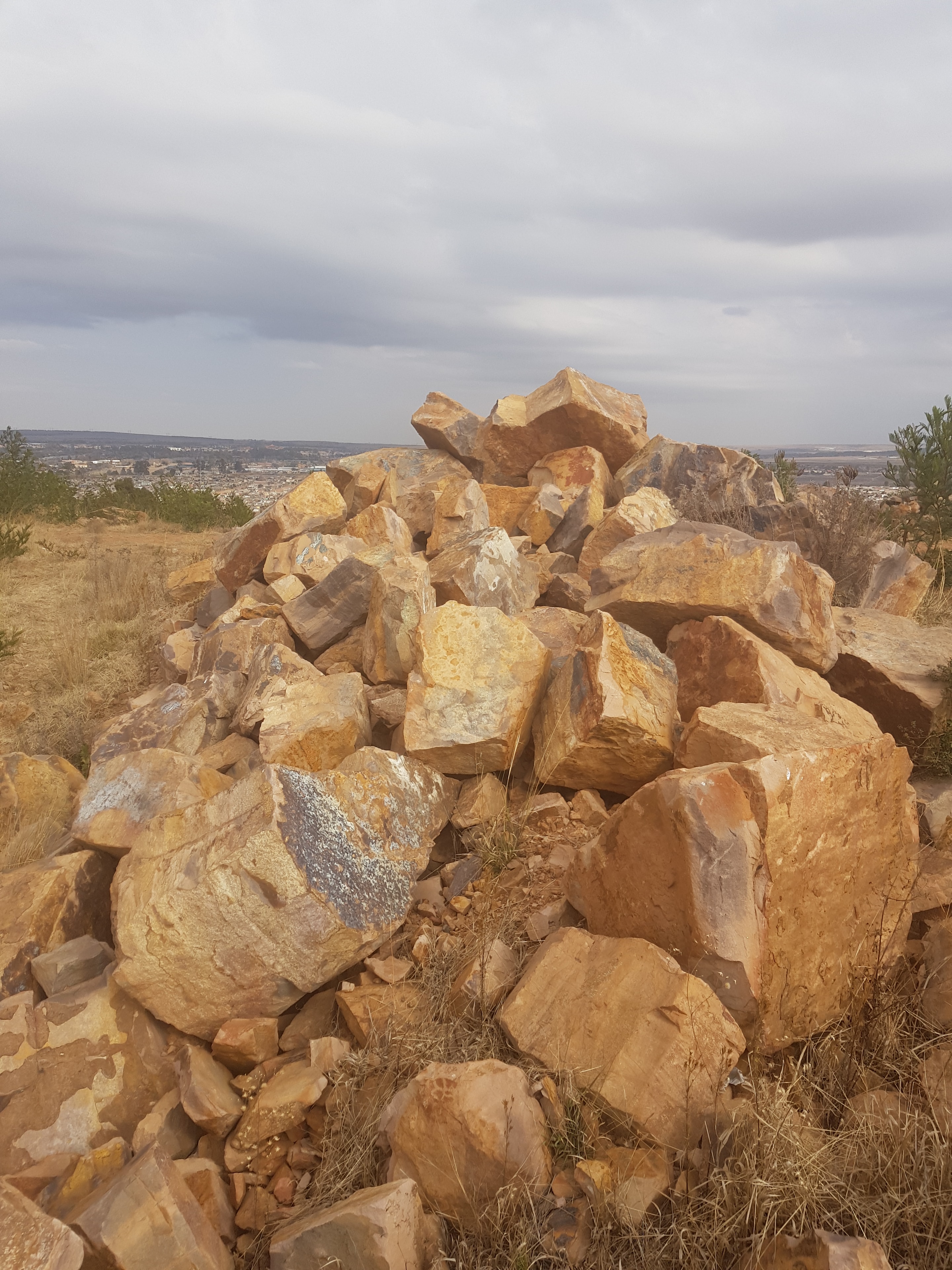 Boulder pile after controlled blasting